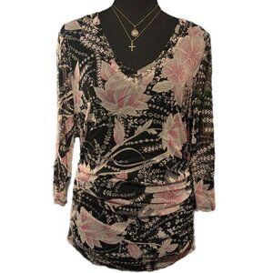 black floral grunge micro mesh top